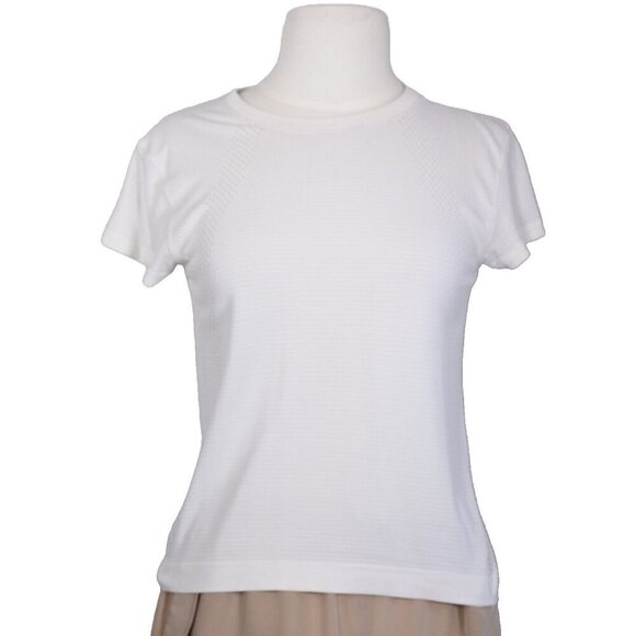 Lululemon Tops - Lululemon Women's 4 White T-Shirt Mesh Crew Neck Short Sleeve Casual Activewear